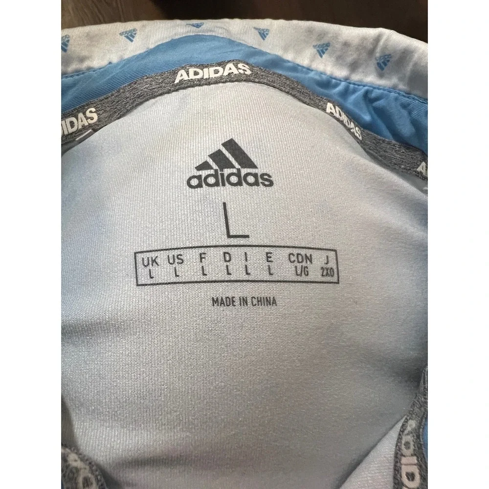 Adidas Golf Mens Large Blue White Micro Print Polo Shirt Polo Ridge Country Club